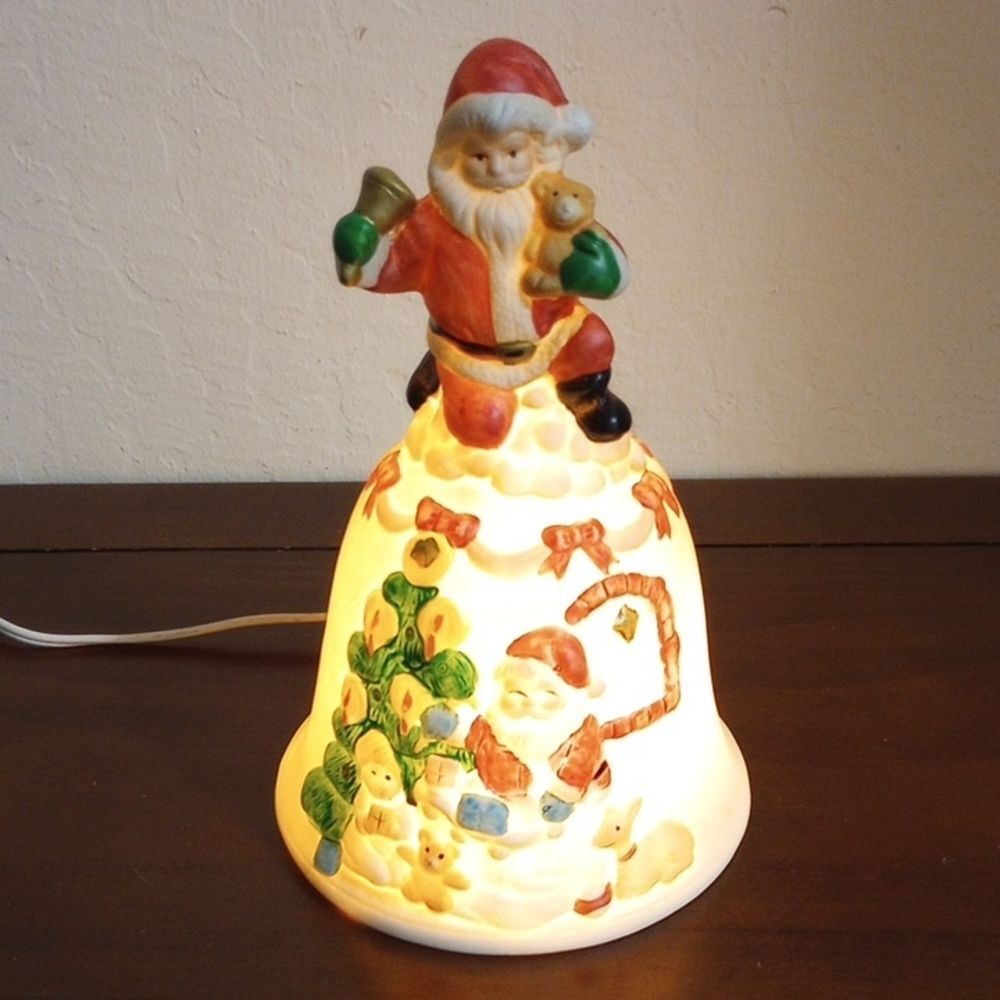 Vintage Christmas Around The World Lighted Santa Bell